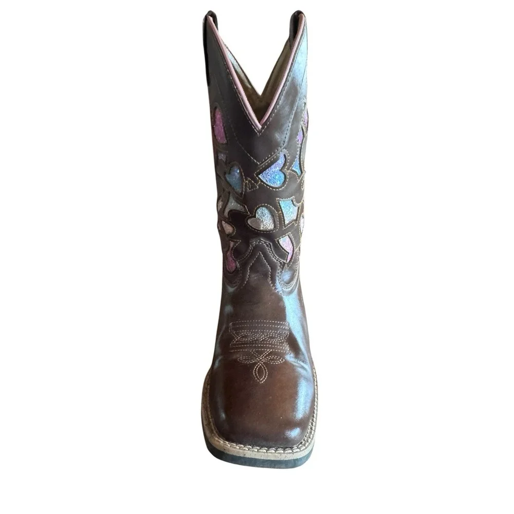 Shyanne Faux Leather Girl's Size 5 Mi Amor Glitter Heart Inlay Western Boots
